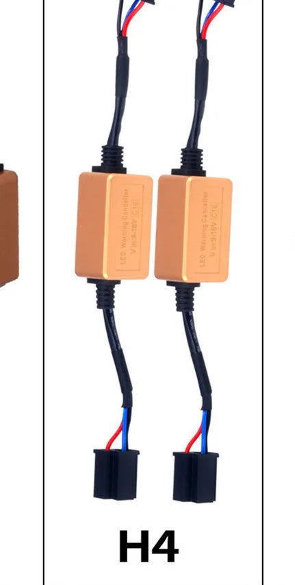 Black alloy Canbus decoder for H4 H7 H11 LED headlights with plug connectors