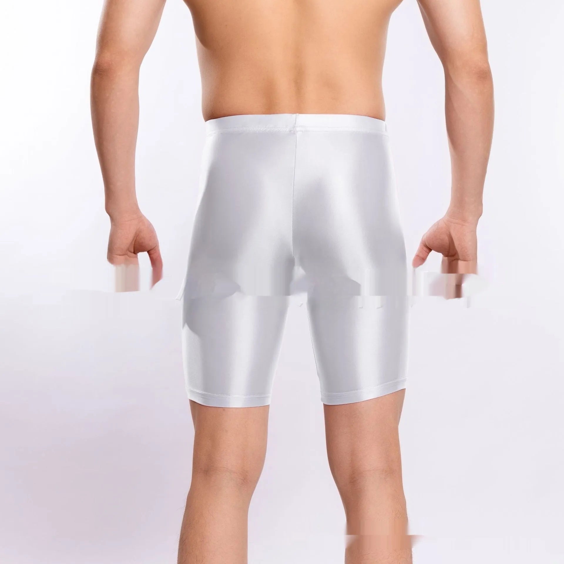 Plus size shiny silky sports shorts for men in nylon fabric showing available colour options