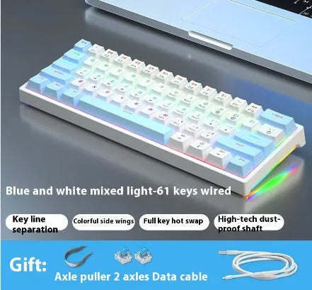 61-key compact mechanical keyboard with hot-swappable Gateron switches and wired USB connection