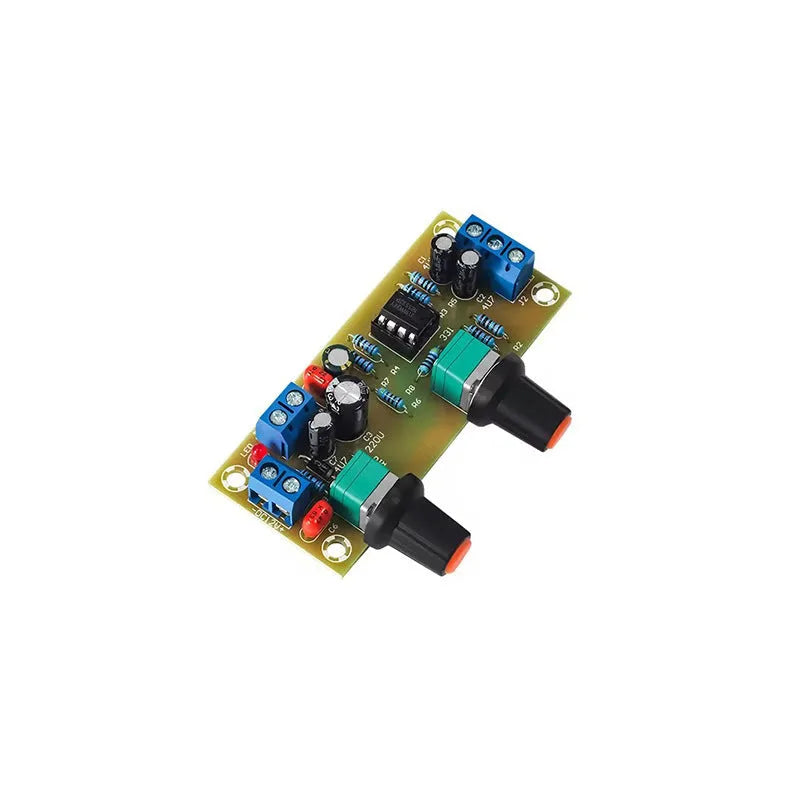 Single power supply 10-24V bass boost front stage board with FR-4 PCB and mounting holes