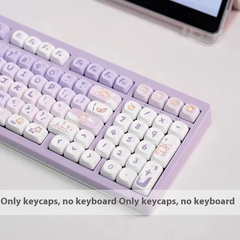 Gradient purple rabbit design PBT keycaps for mechanical keyboard customisation