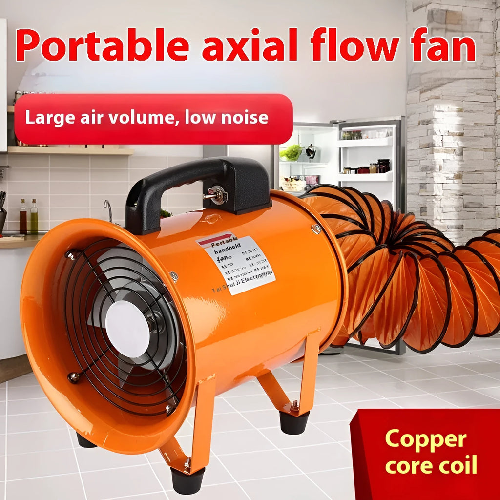 Industrial axial flow ventilation fan with titanium steel blades for dust removal applications