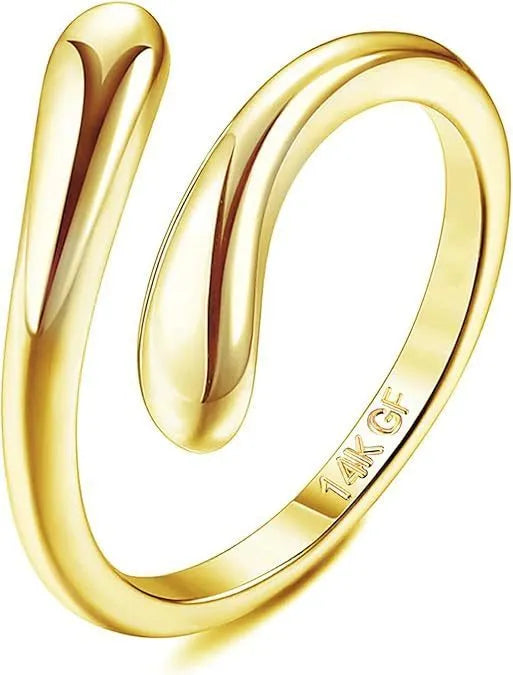 Geometric toe ring with 14K gold plating showing rhinestone and water drop design options
