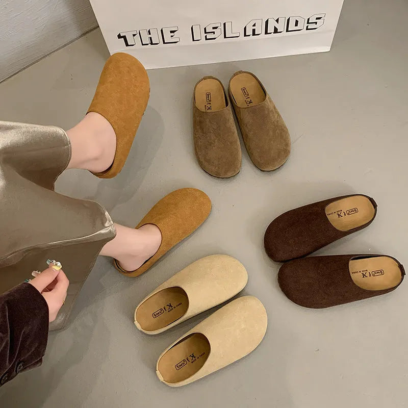 Korean style Boken outdoor slippers with square toe design in microfiber