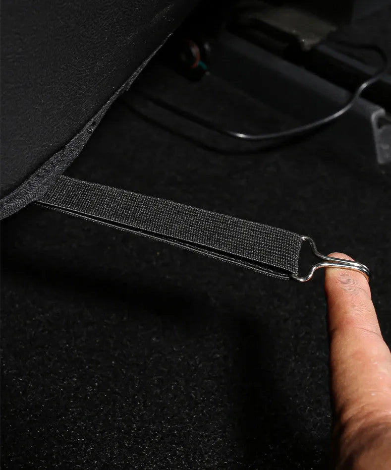 Black leather rear seat anti kick pad for car protection against scuffs and dirt marks