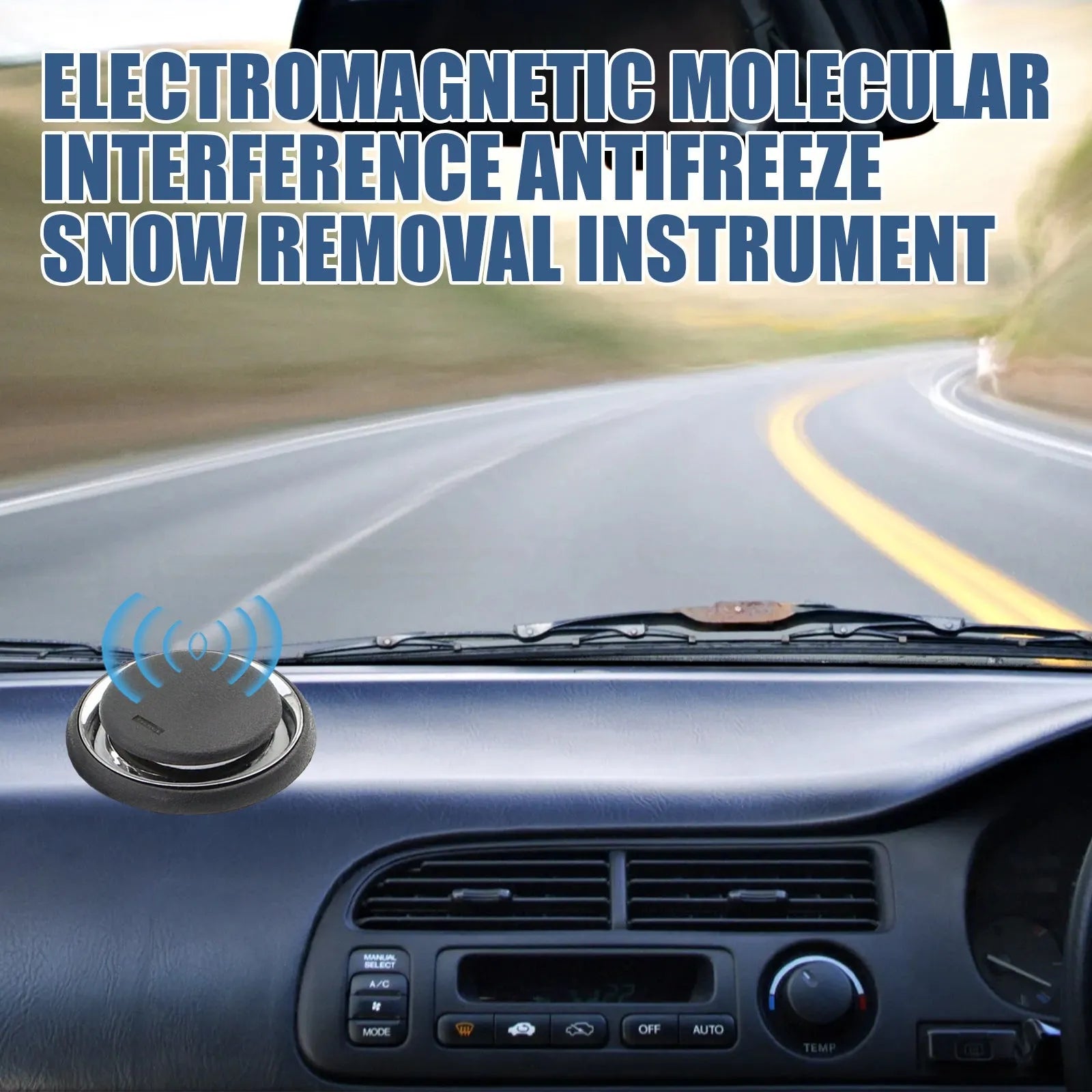 Black portable car deicing and snow melting instrument for windscreens