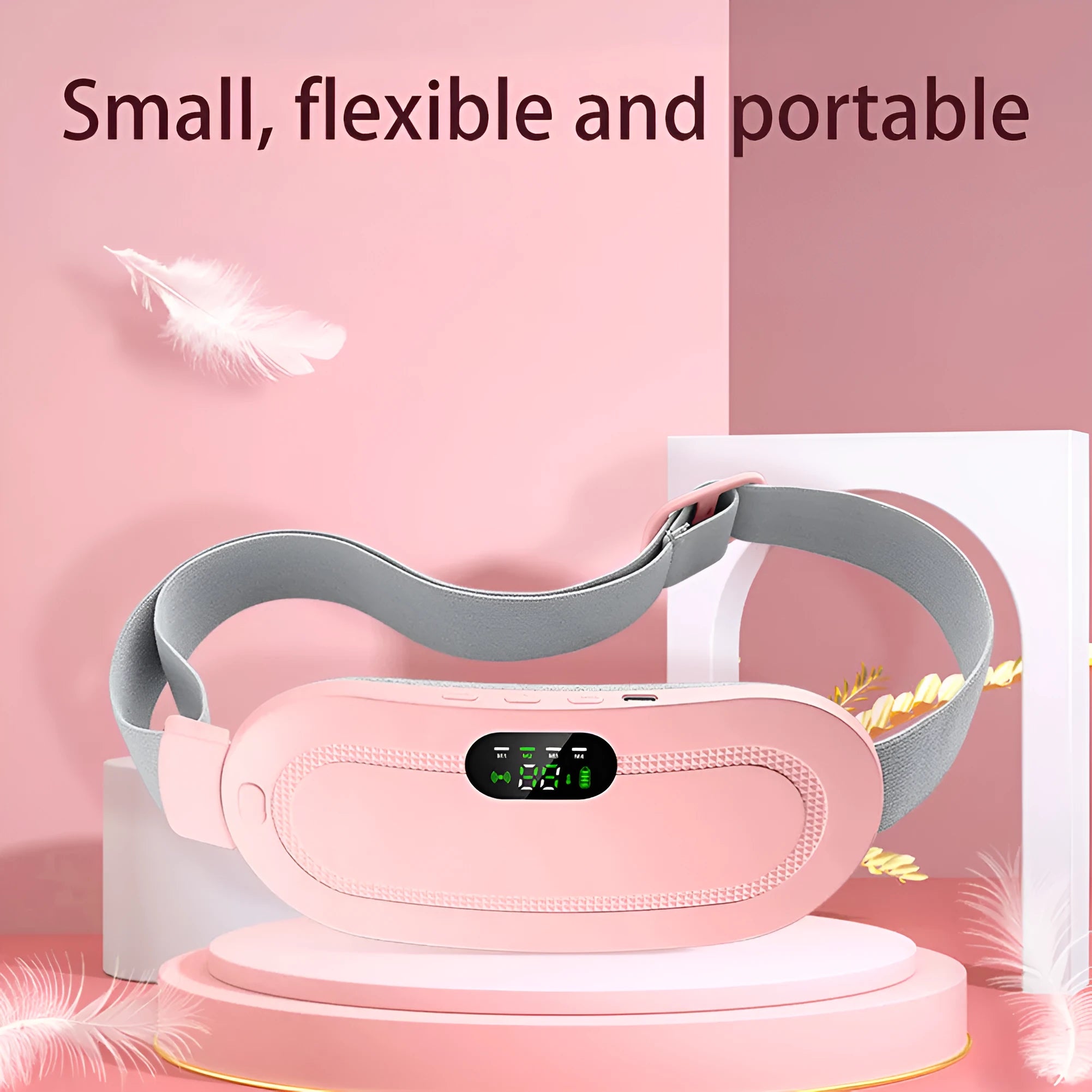 Menstrual heating pad smart warm belt with control screen in pink colour option