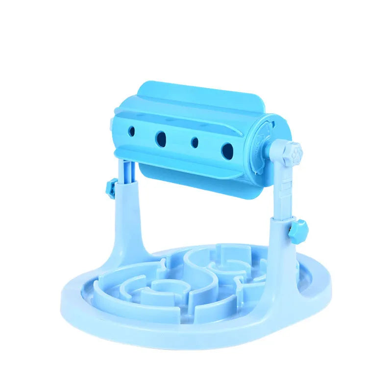 Adjustable height interactive pet food puzzle feeder for dogs and cats
