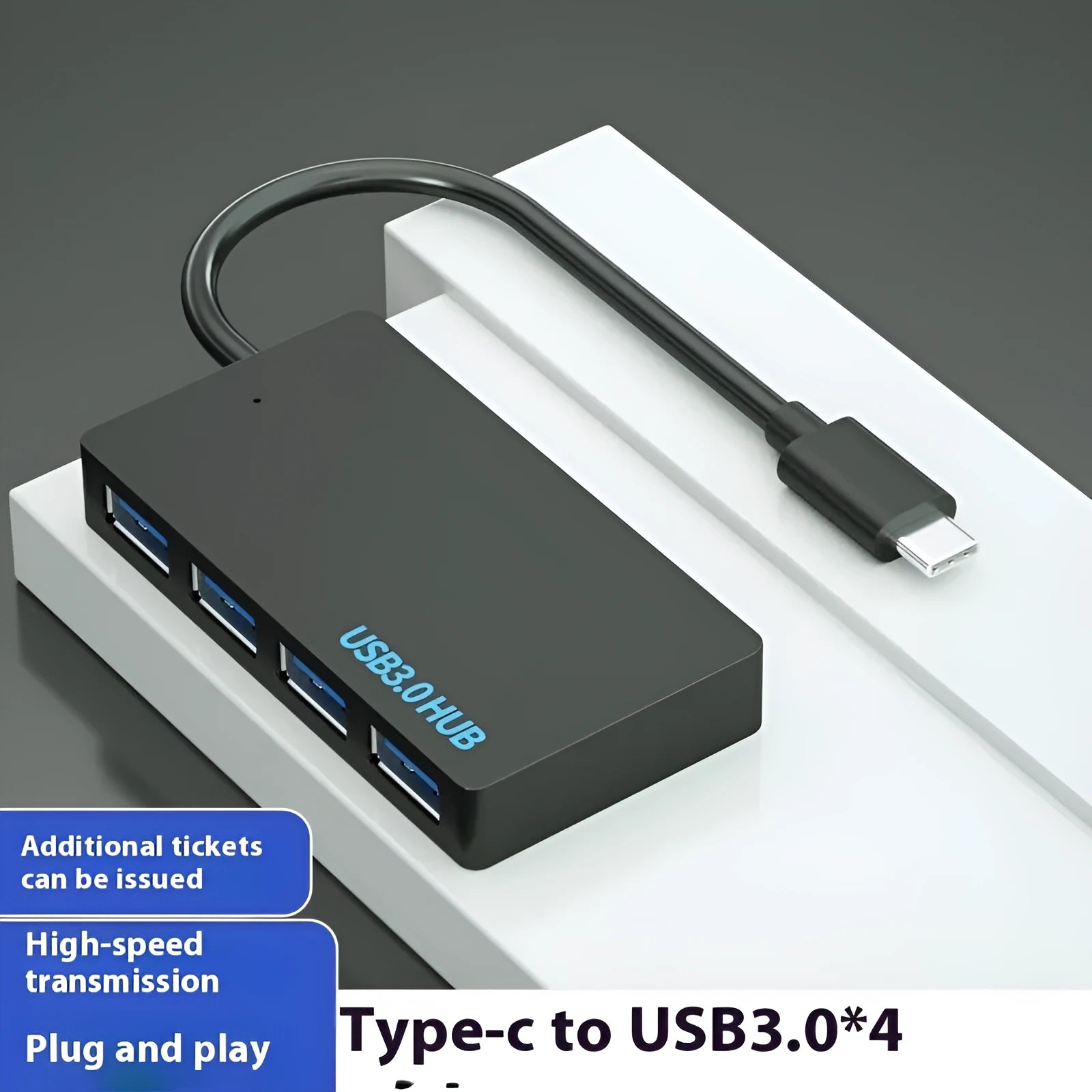 Type-C USB 3.0 single port adapter with 20cm cable in blister packaging