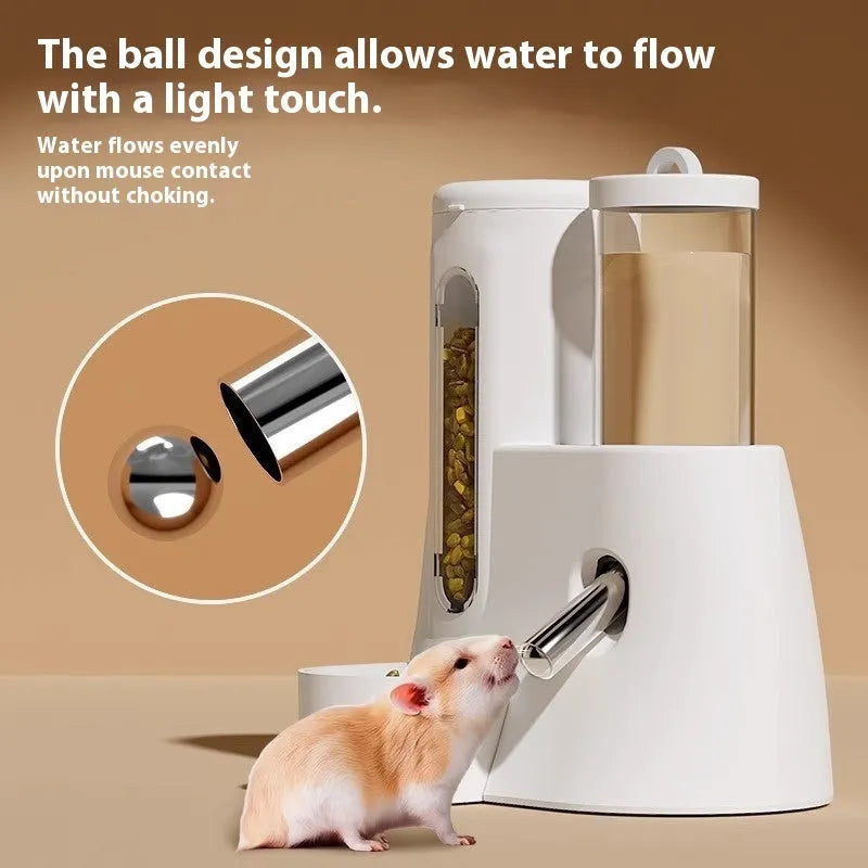 Hamster automatic drinking water feeder with integrated food basin in blue colour
