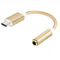 Weaving brand Type-C to 3.5mm female audio adapter cable with nylon braiding in four colour options.