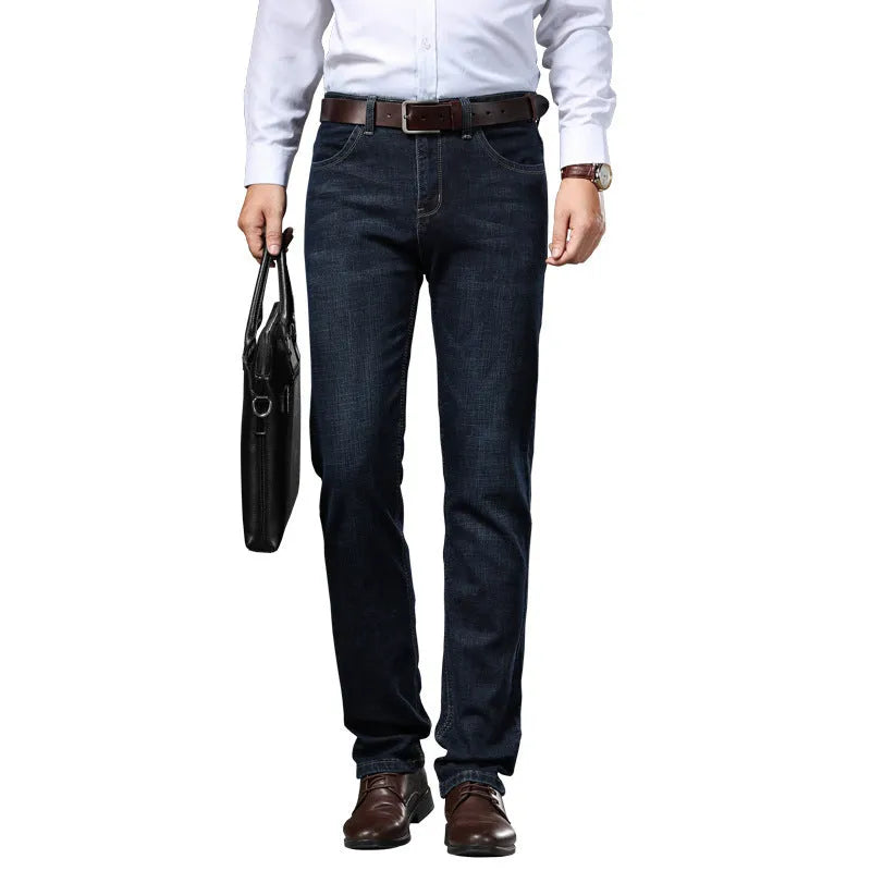 Stretch denim jeans in K276 Black colour showing straight-leg style and mid waist design