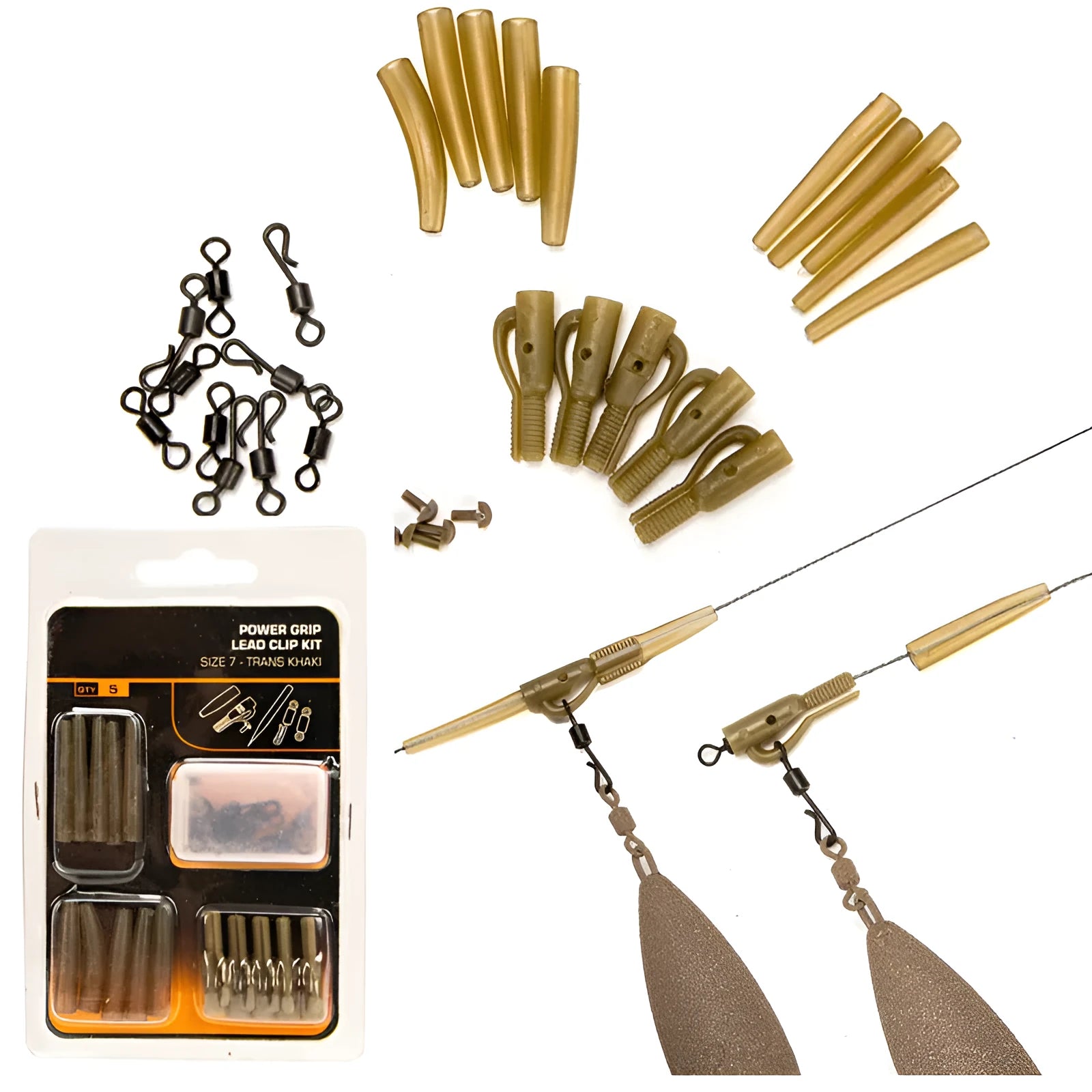 30-piece European carp fishing accessory set with anti-winding pipes and threaded hoses