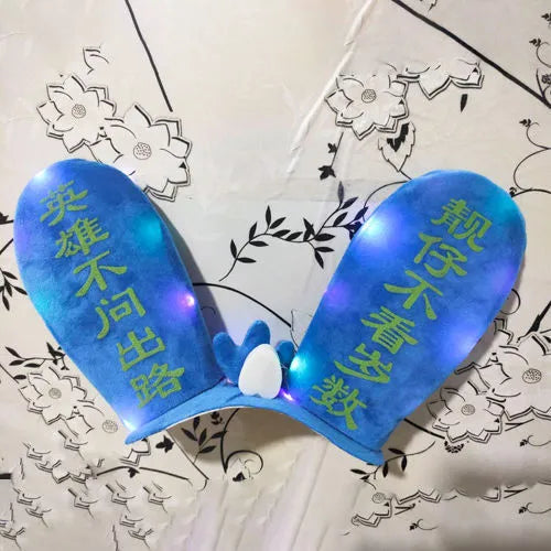 Rabbit Glow Ears locomotive-themed helmet ornament with velcro bottom attachment