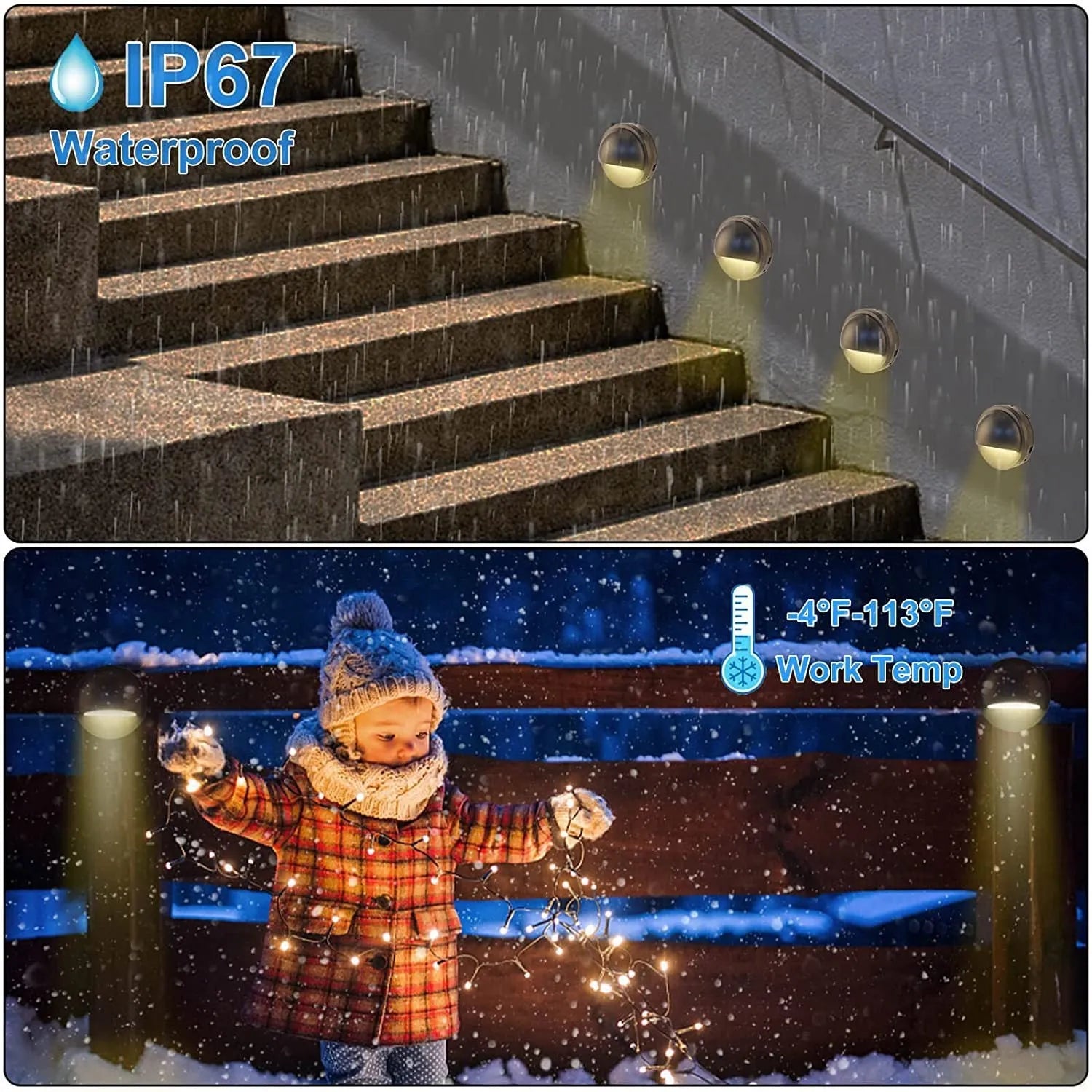 Platinum-coloured low-voltage outdoor step light for garden paths with IP67 rating.