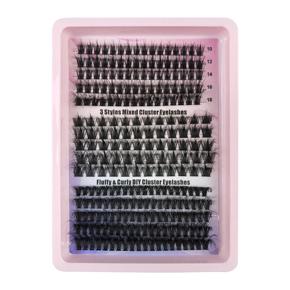 Creative large capacity messy eyelash mixed set in storage box showing five different style specifications