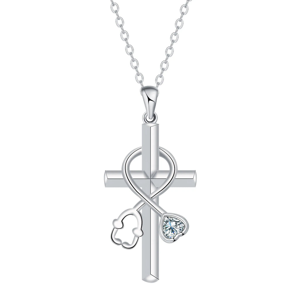 Original design cross stethoscope necklace for women with electroplated copper pendant.