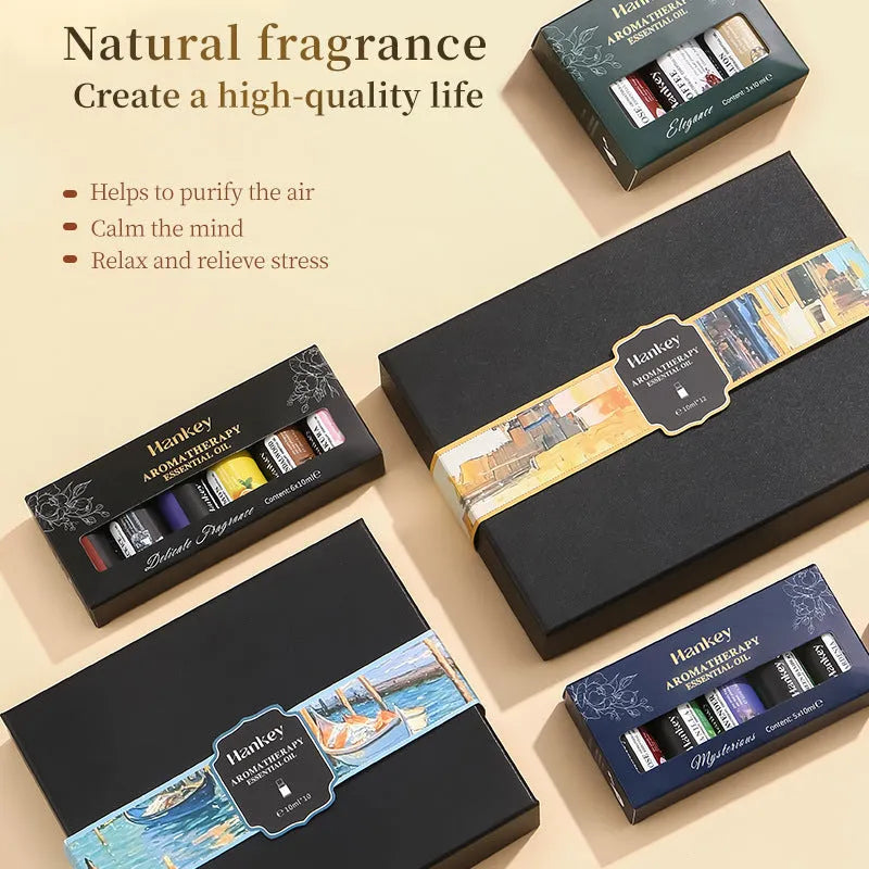 Water-soluble aromatherapy essential oil set in combination box with multiple bottle options