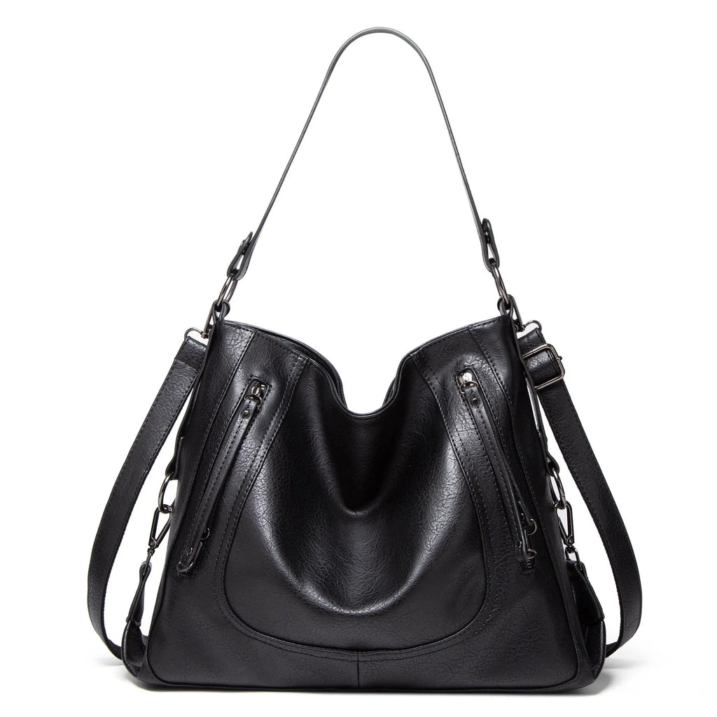 Large capacity PU tote handbag in beige with sewing line detail and single shoulder strap for daily use