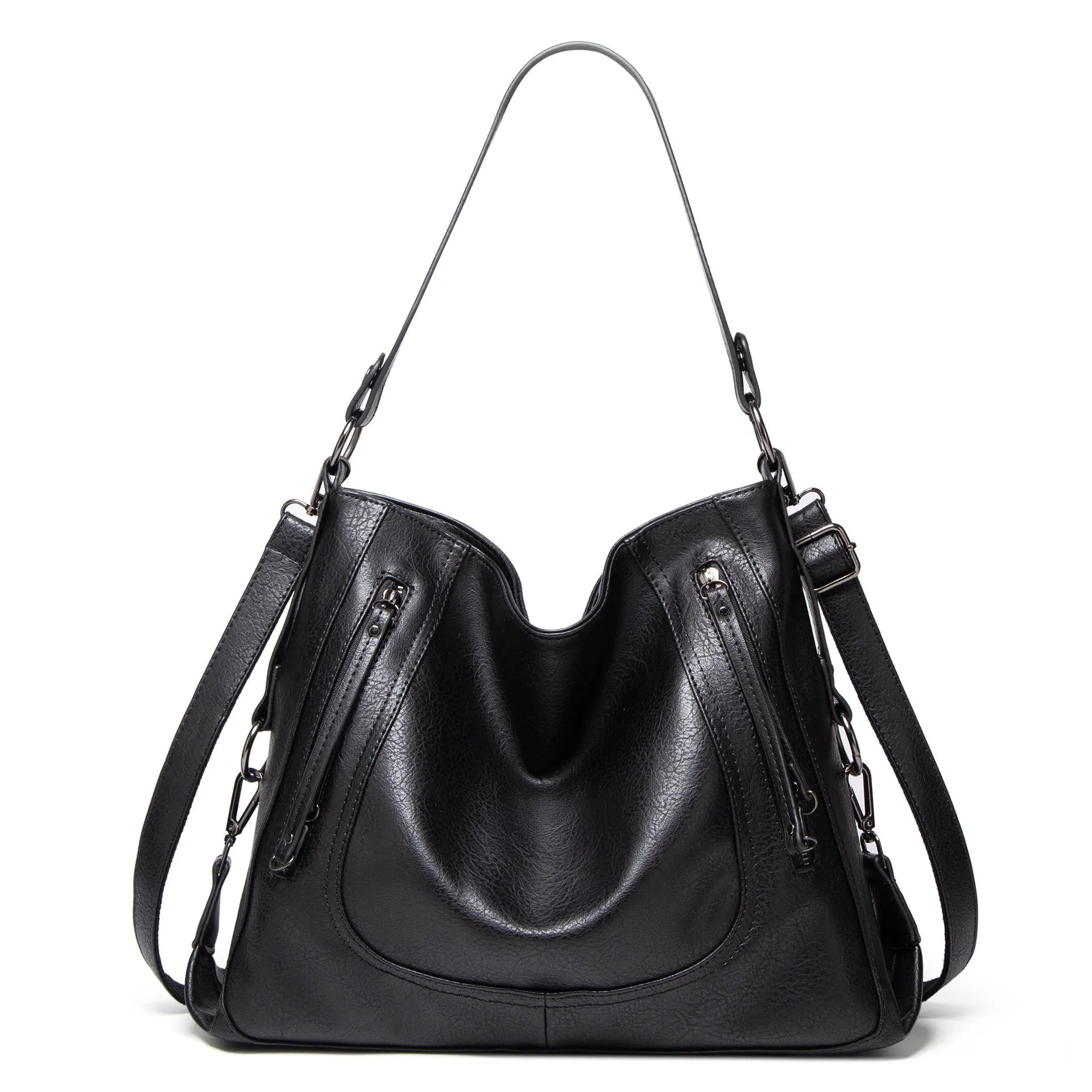 Large capacity PU tote handbag in beige with sewing line detail and single shoulder strap for daily use