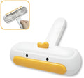 Portable pet hair remover with yellow duck design and polyester bristles for furniture and car seat cleaning