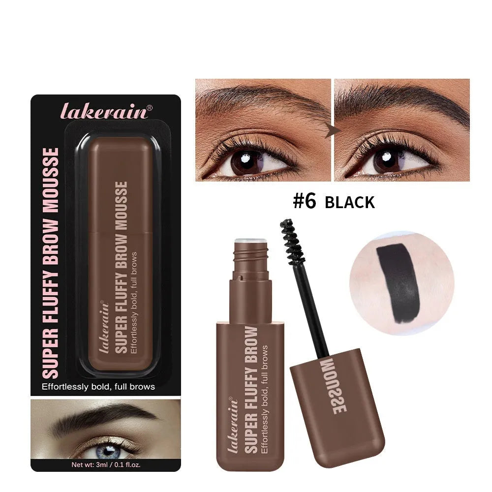 Eyebrow cream mousse in six colour shades with applicator for long-lasting brow definition