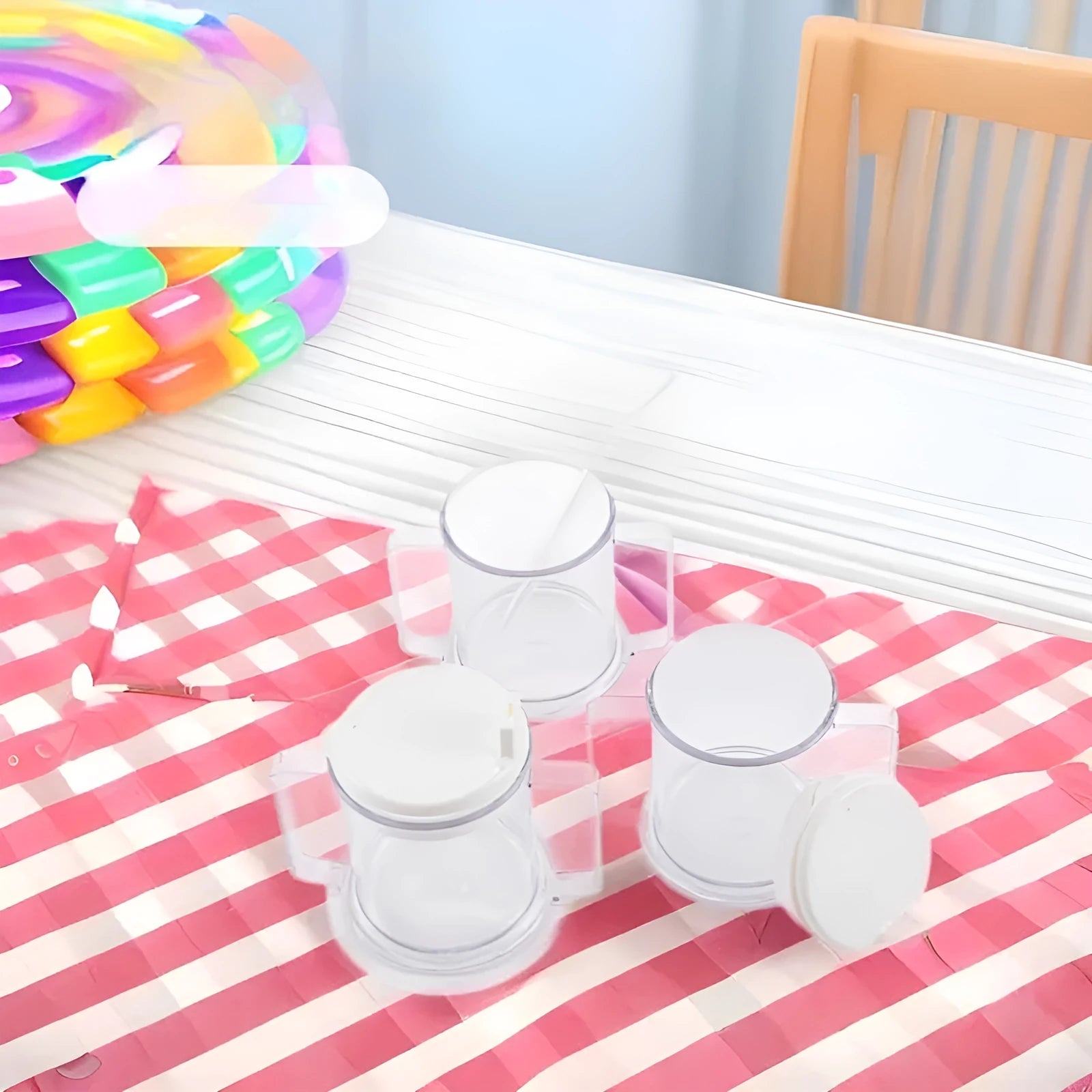 Transparent spill-proof drinking cup showing clear PP construction with modern design