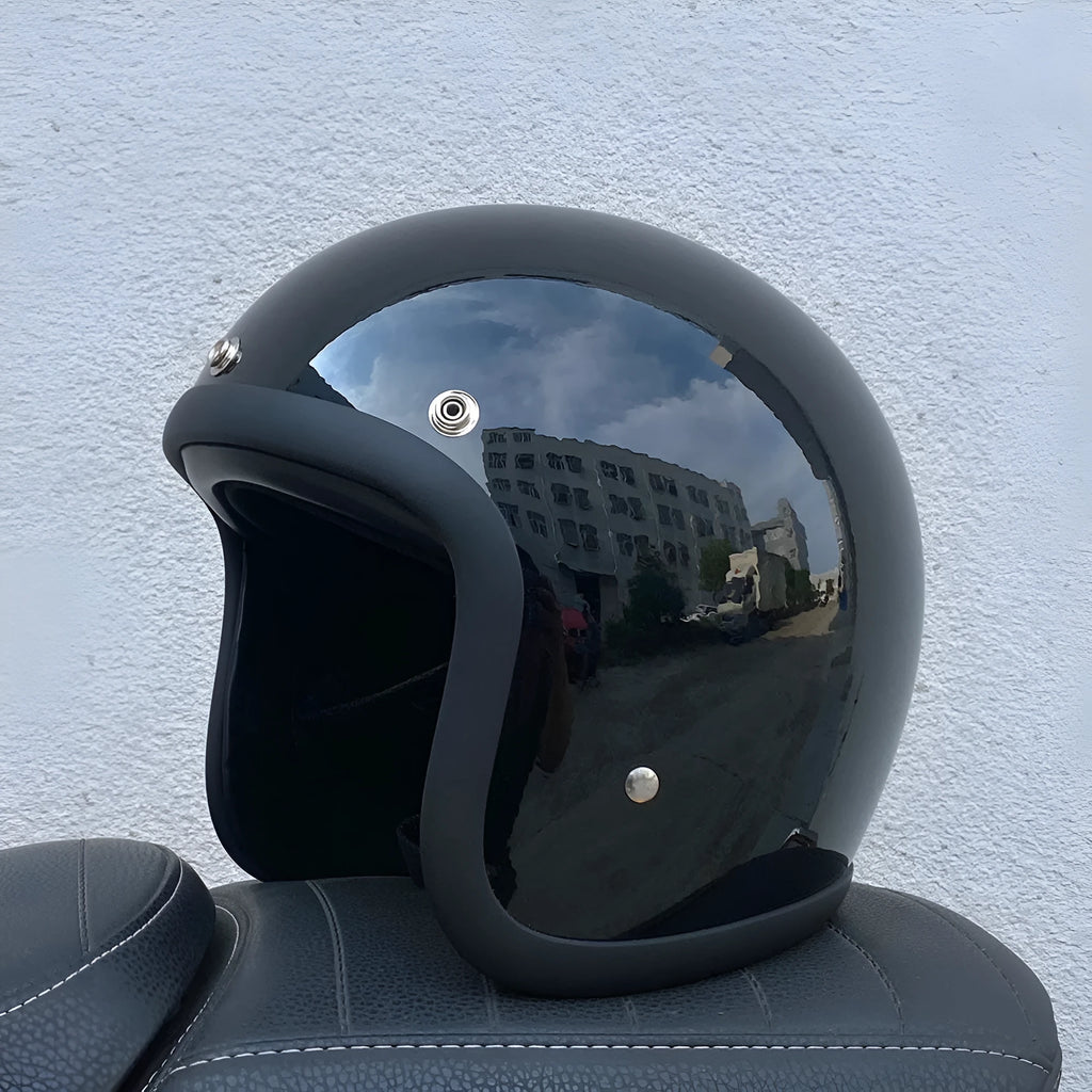 FRP retro half motorcycle helmet shown in cement grey colour for electric motorcycle commuting
