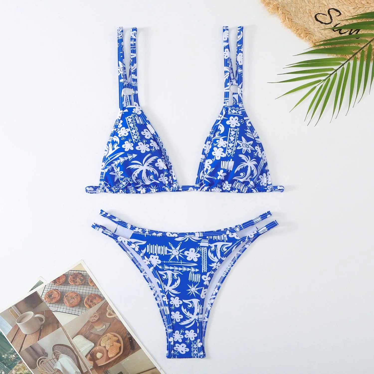 Women's halter polyester fibre briefs set for swimming in multiple colours