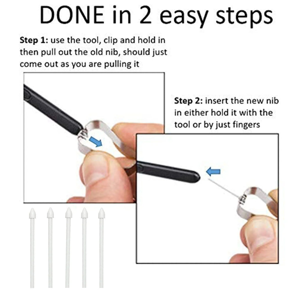 Rotating stylus tip refill 5-pack in black, white, and grey for Samsung S6 S7 N10 N20