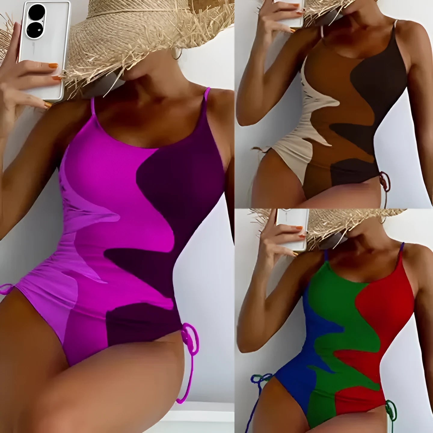 Women's sleeveless one-piece swimsuit in blue colour with backless design for swimming sports