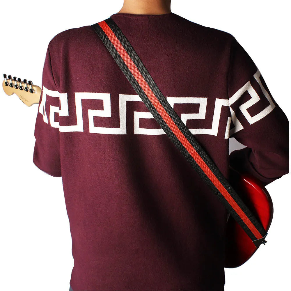 Universal woven crossbody instrument strap for guitar, bass, and ukulele in multiple colour options