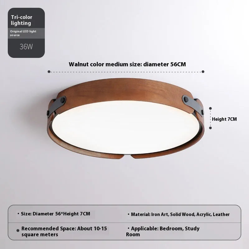 Japanese-style wooden ceiling lamp with PMMA shade in log and walnut finishes