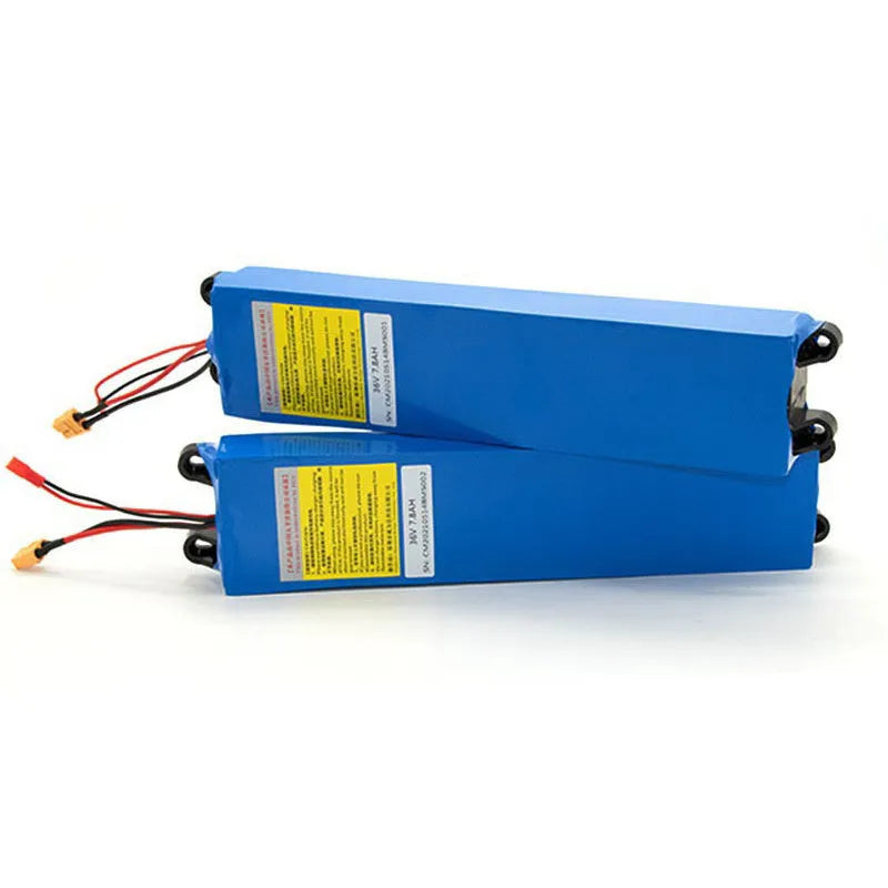 36V lithium-ion battery pack for electric scooter replacement with capacity options shown.