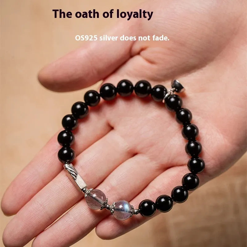Obsidian Buddha beads DIY couple bracelet kit with 8mm and 10mm national style beads