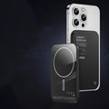 Magnetic wireless alloy power bank in titanium gold or black colour with MagSafe compatibility