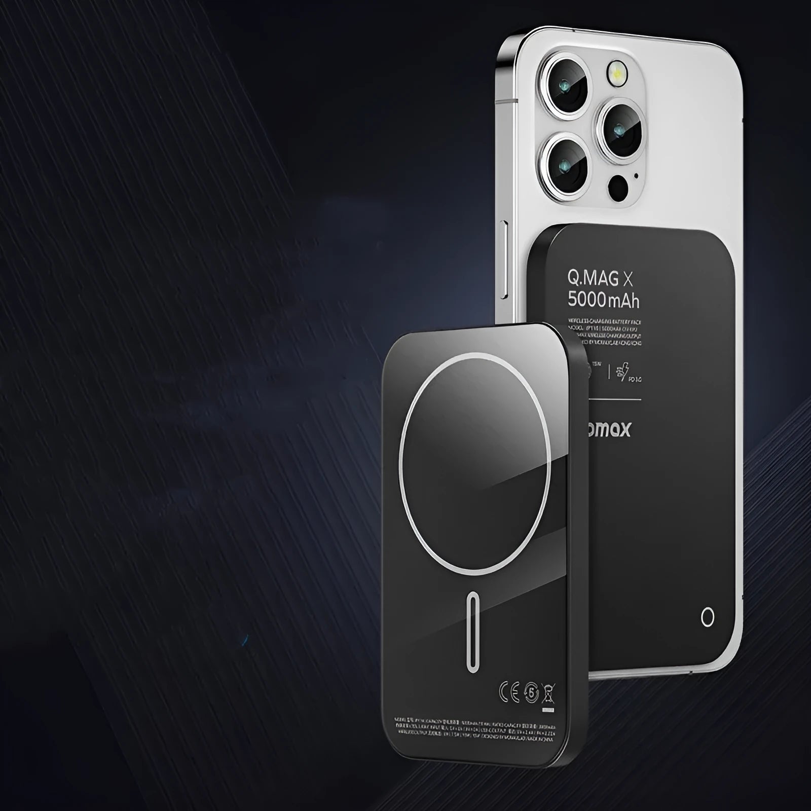 Magnetic wireless alloy power bank in titanium gold or black colour with MagSafe compatibility