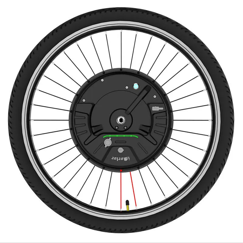 Imotor 3.0 black bicycle wheel hub conversion kit for electric mountain bike.