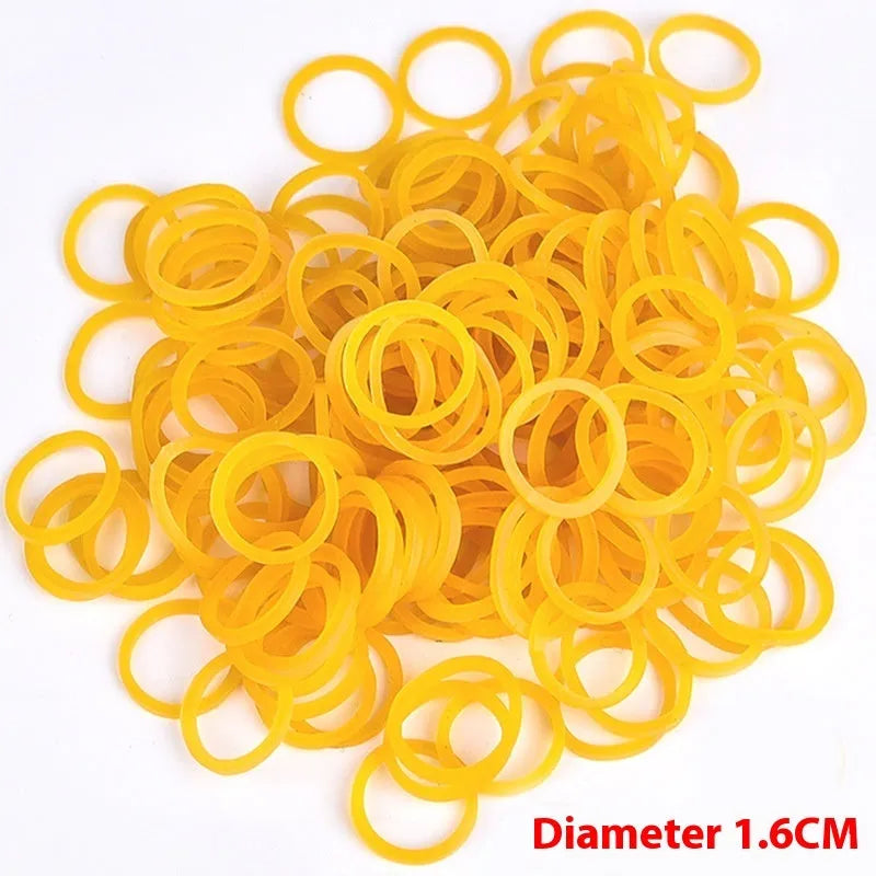 500g pack of assorted natural rubber bands in seven different diameter sizes
