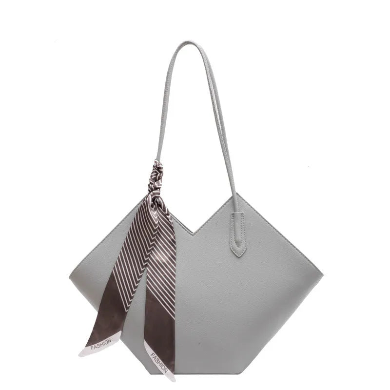 Women's black PU leather shoulder bag with 43cm width and sandwich pocket exterior design