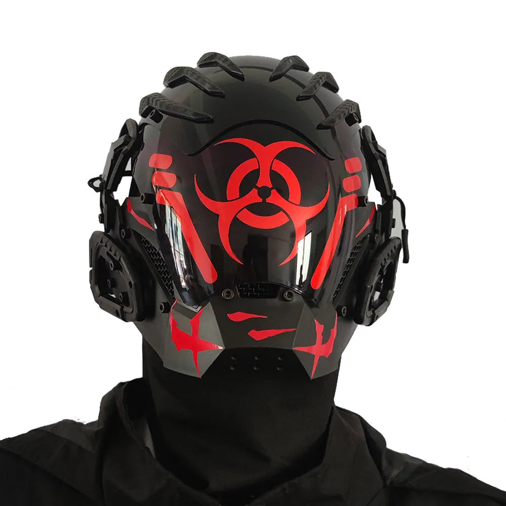 Black bioweapon full face helmet prop for Halloween and cosplay events