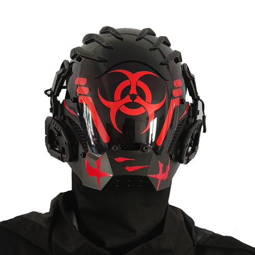 Black bioweapon full face helmet prop for Halloween and cosplay events