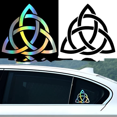Waterproof car body sticker decal on vehicle door, shown in black, white, and laser colour options.