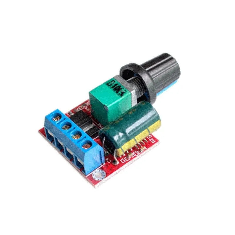 PWM DC motor speed controller with potentiometer knob for 5V-35V voltage regulation