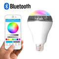 Smart E27 LED light bulb with integrated Bluetooth speaker for coloured lighting and music.