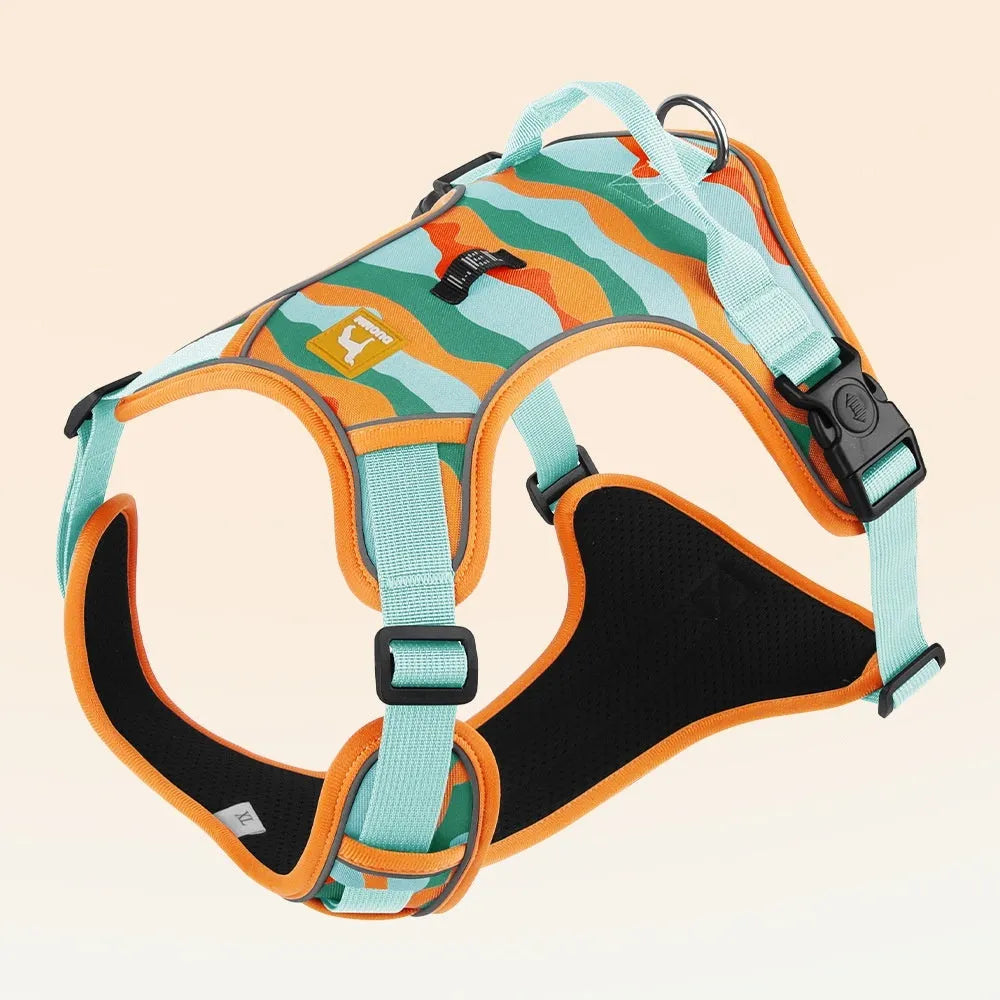 Reflective orange dog chest and back commuter rope with adjustable Oxford cloth straps