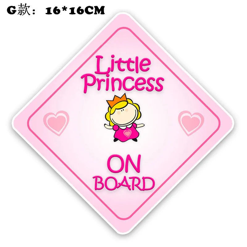 Baby on board reflective car bumper sticker with PET material in ten different baby designs