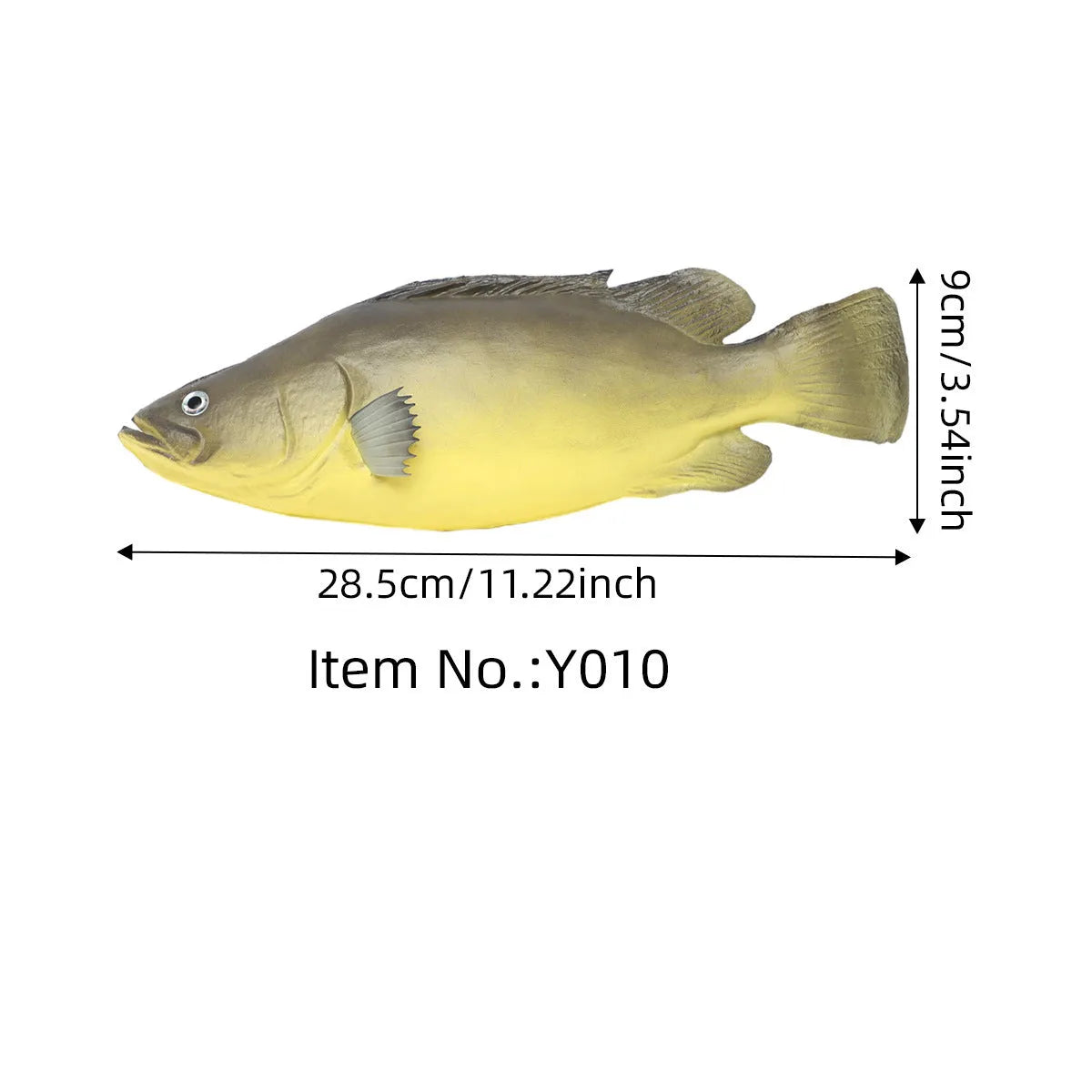 Three PU simulated fish ornaments including yellow-fin tuna and small tuna marine models