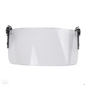 Transparent polycarbonate guide rail helmet mask with windproof lens measuring 30cm by 15cm