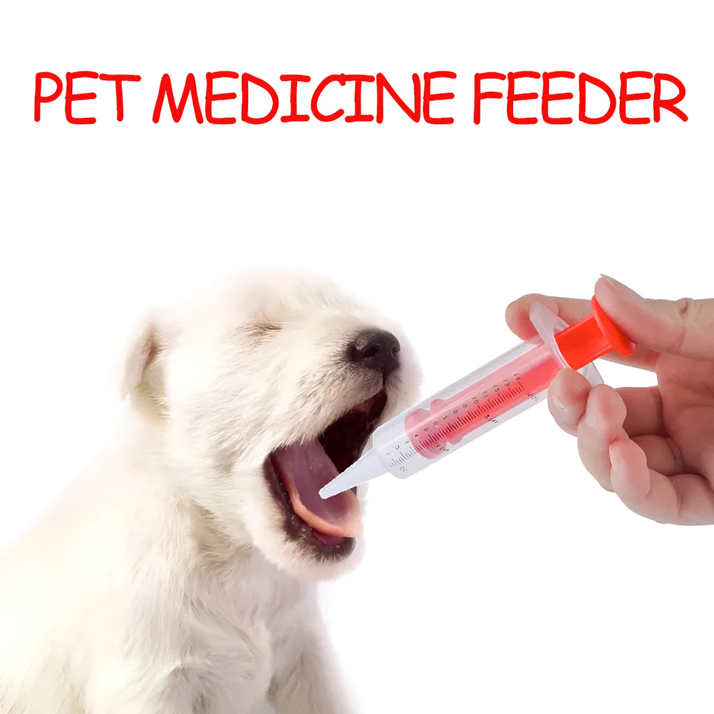 Two silicone pet pill shooter tools with soft tips for administering medication to cats and dogs.